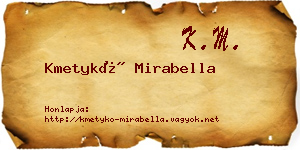 Kmetykó Mirabella névjegykártya